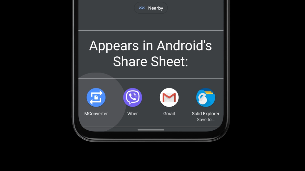 MConverter in Android's Share Sheet